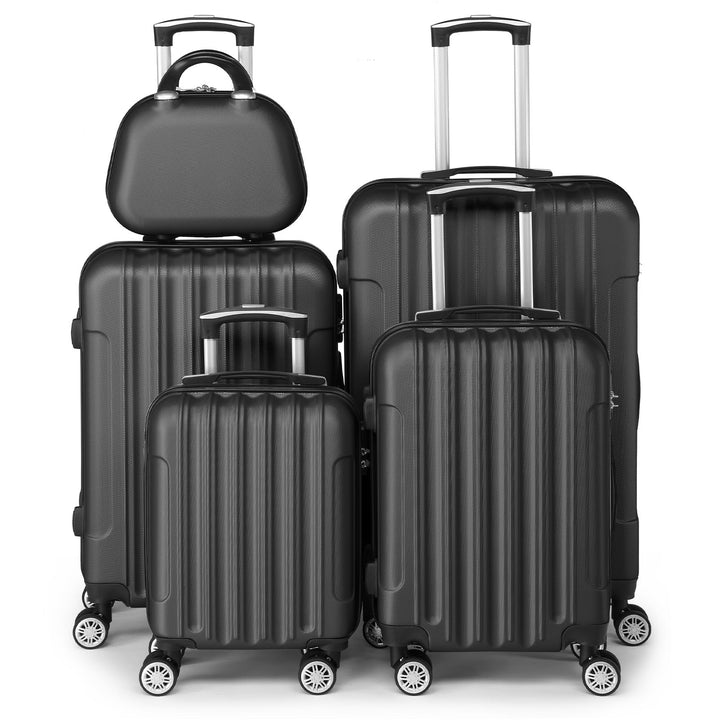 LEADZM Kofferset 5 teilig, Reisekoffer Set mit Kosmetikkoffer, Koffer Set Hartschalen-Trolley aus AB