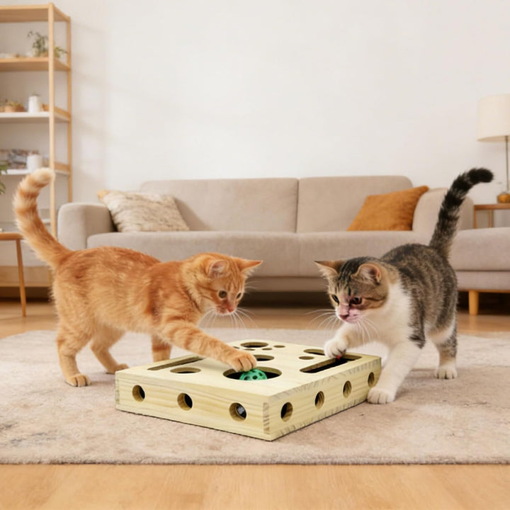 Beschäftigungsbox Krallenfeile Katzen - 30X25X8CM Katzen Kratzbrett, Enrichment für Katzen, Kratzspi