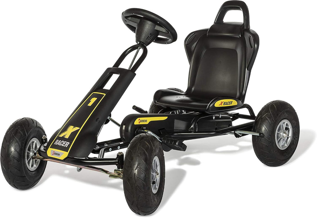 Ferbedo Go Kart AT X-Racer (Gokart / Kart in schwarz mit Soundlenkrad und Luftbereifung, ab ca. 3-8
