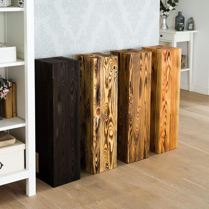 DECORATIVO Holzständer, Holzblock Massiv, Baumstamm Deko - Bodenwindlicht Säule perfekt als Innendek