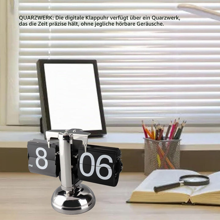 Cocoarm Digitale Flip-Down-Uhr, Retro minimalistische mechanische Auto-Flip-Uhr, Edelstahl, grosse Z