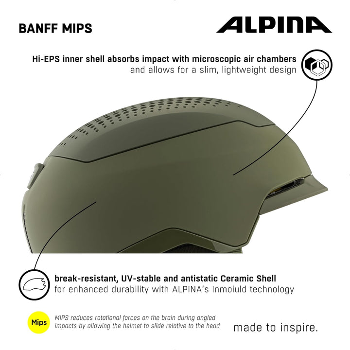 ALPINA BANFF MIPS - Nachhaltiger, Sicherer und leichter MIPS Skihelm Mit Schafswolle-Innenfutter Für