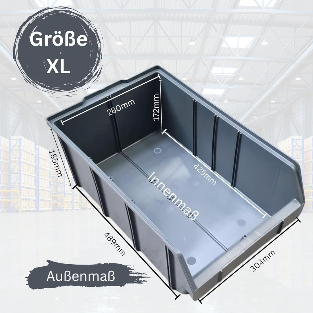 RODOPI 9er Set Stapelboxen, Grösse XL | Sichtlagerkästen 489x304x185mm | Robuste Lagerboxen für Werk