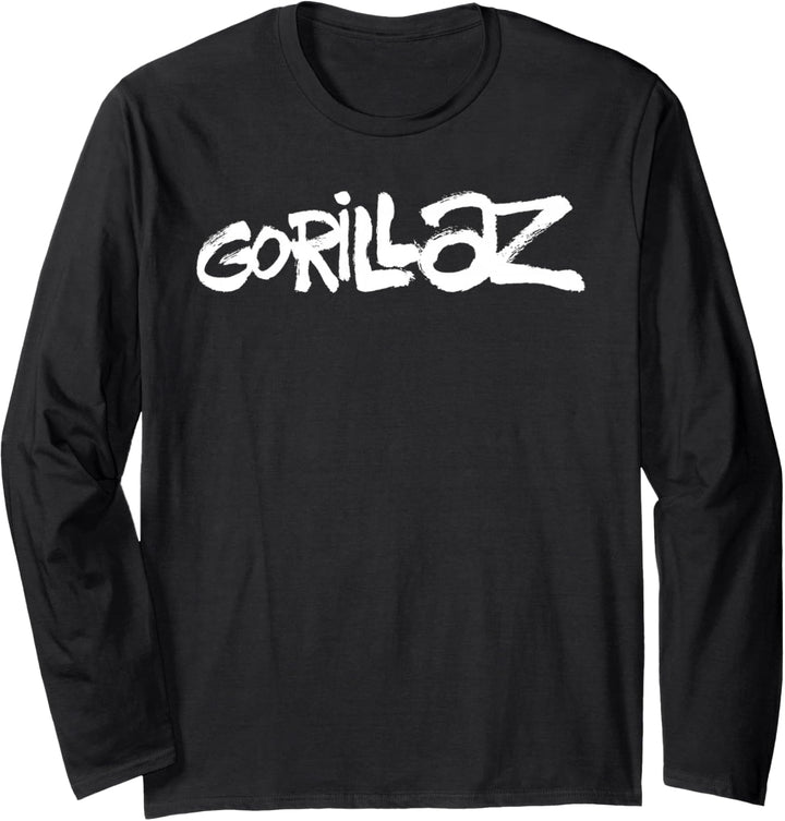 Gorillaz Weisses Pinsel-Logo Langarmshirt