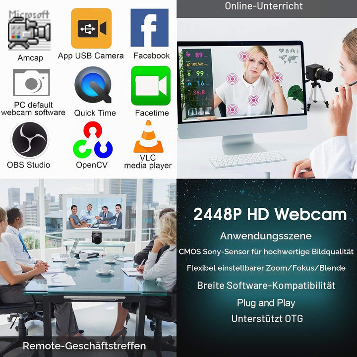 ELP 8 Megapixel Zoom Web Kamera IMX179 Sensor USB Kamera HD 2.8-12mm Variable Fokus Manuell Objektiv