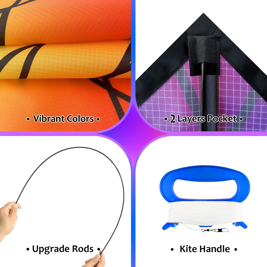 HONBO Children's Kite Large Delta Kites for Children and Adults for Beach Trip Outdoor Games, Perfec