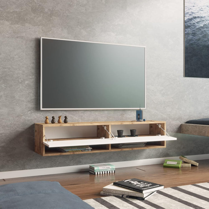 [en.casa] TV Board Laitila TV Schrank mit 2 Ablagen 2 Schranktüren Lowboard Fernsehtisch 140 x 31,5