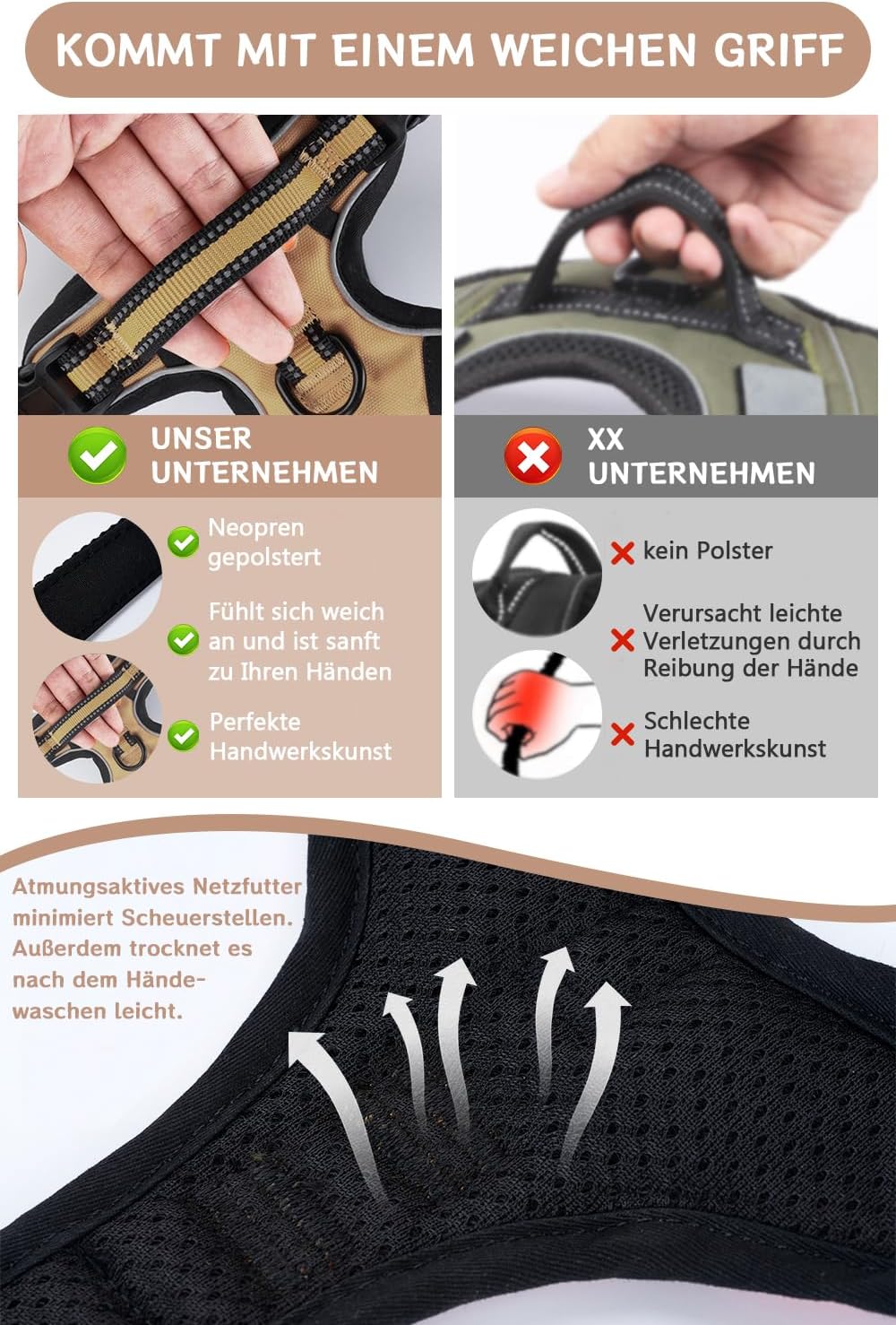 BaoCheng Hundegeschirr Anti Zug Hundegürtel,Kleine/mittlere/grosse Hunde,Atmungsaktives Mesh, Einfac