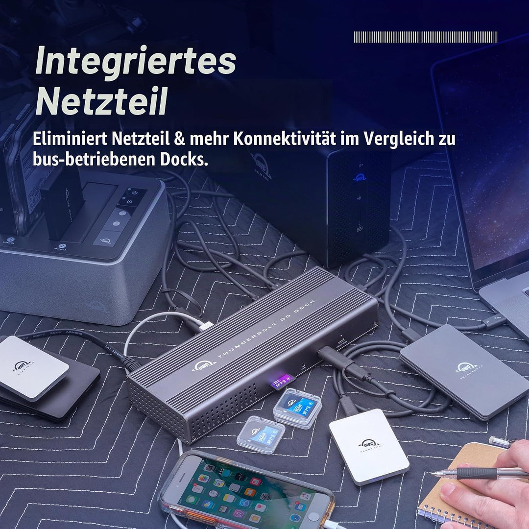 OWC Thunderbolt Go Dock, 11 Anschlüsse, integriertes Netzteil, 90 W Ladegerät, kompatibel mit Thunde