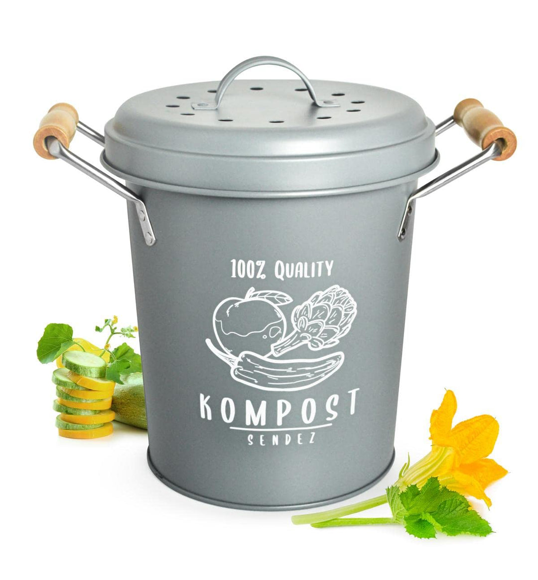 Sendez Komposteimer mit Aktivkohlefilter 4 Liter Kompostbehälter Mülleimer Abfalleimer