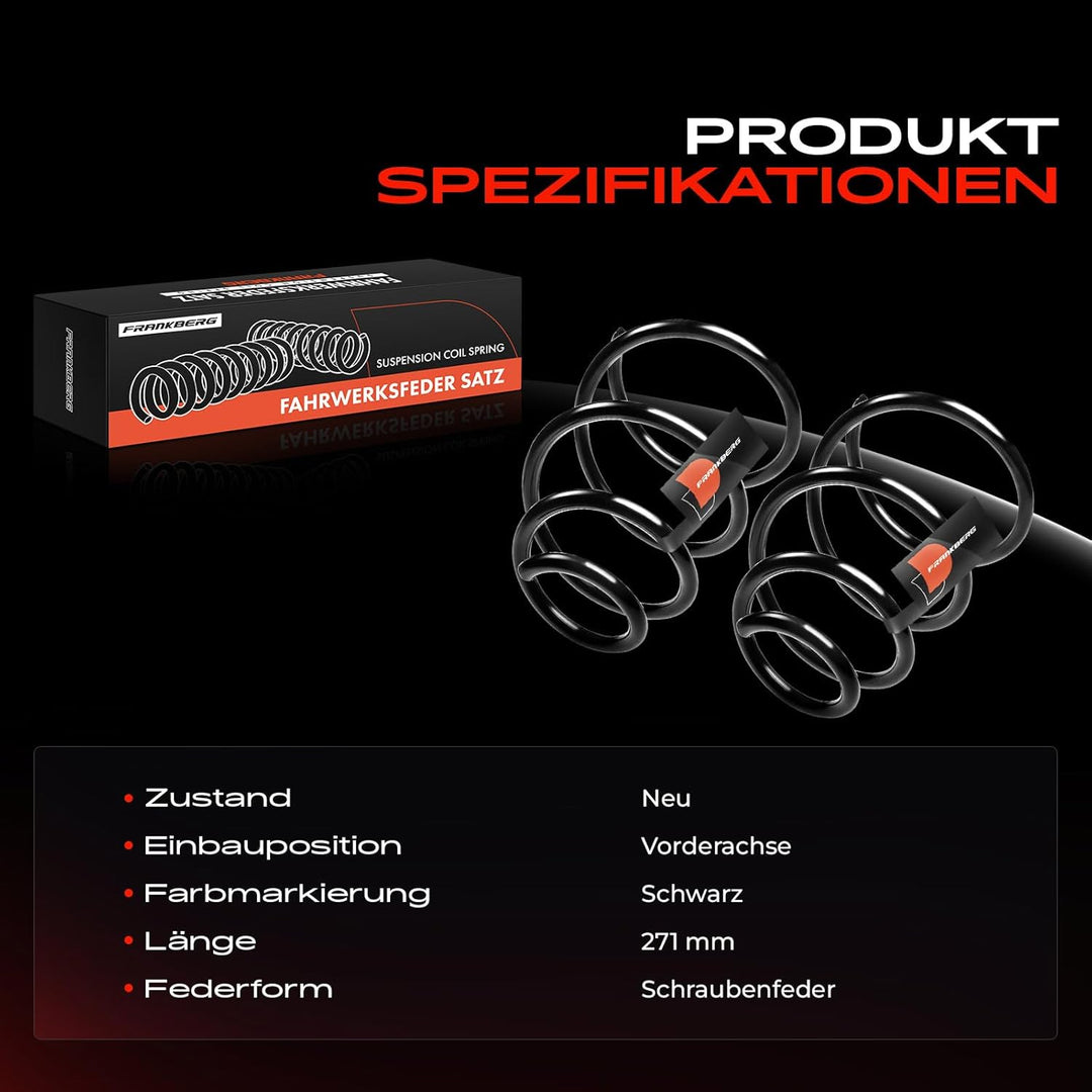 Frankberg 2x Federn Fahrwerksfeder Vorderachse Kompatibel mit B.o.x.s.t.e.r 986 2.5L 2.7L Cabriolet