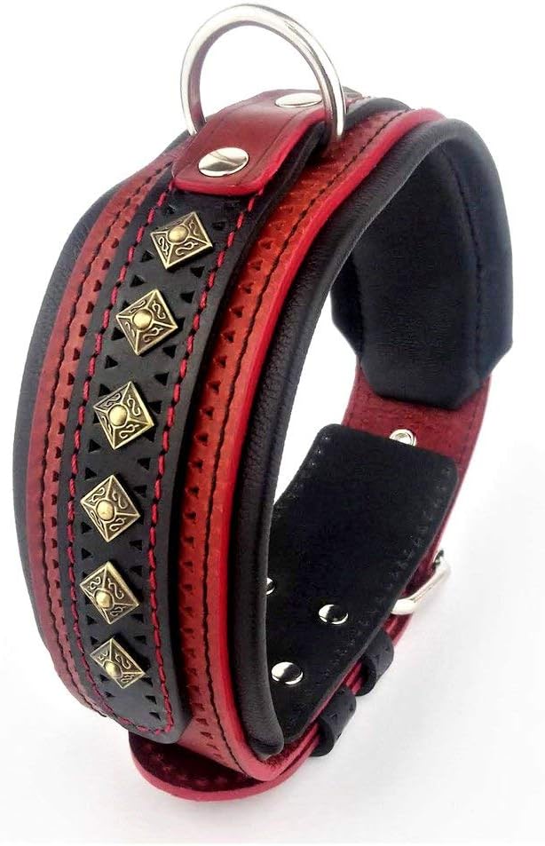 Bestia "Balteus Halsband in Rot XL- von 57.5 bis 67.5 cm Halsumfang Rot & Schwarz, XL- von 57.5 bis