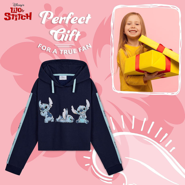 Disney Stitch Kapuzenpullover Mädchen Cropped Hoodie Kinder Teenager 7-14 Jahre - Hoodie Mädchen Ges