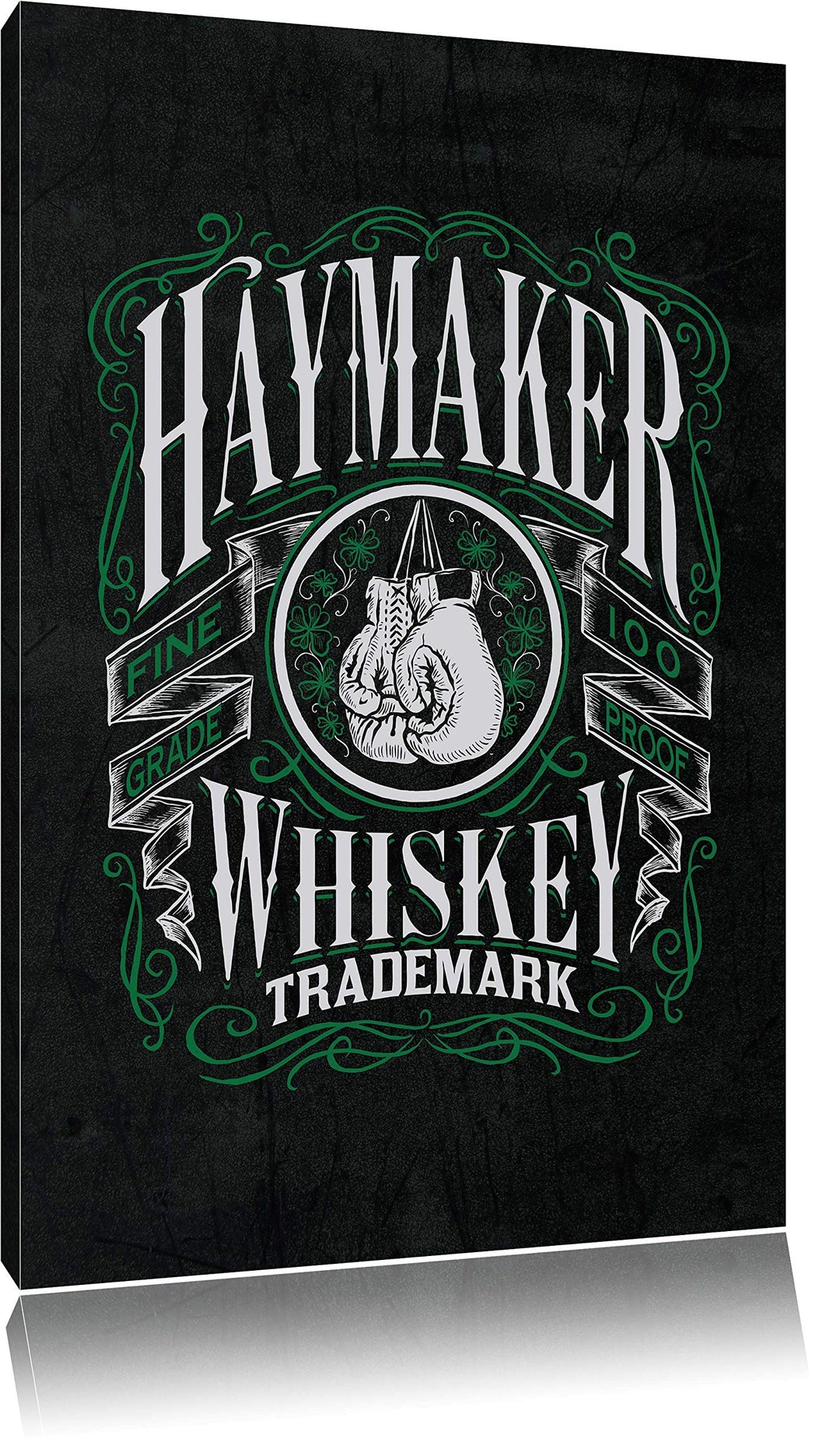 Pixxprint Whiskey Etikett „Haymaker“ als Leinwandbild/Grösse: 100x70 cm/Wandbild/Kunstdruck/fertig b