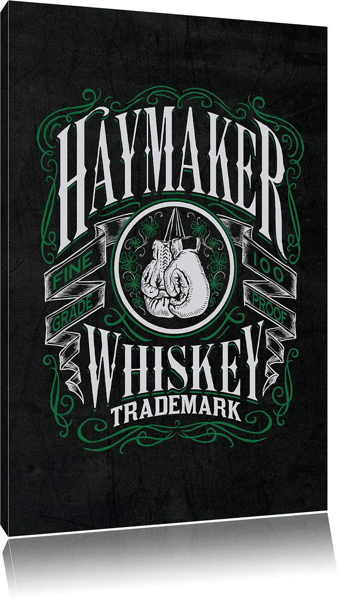 Pixxprint Whiskey Etikett „Haymaker“ als Leinwandbild/Grösse: 100x70 cm/Wandbild/Kunstdruck/fertig b