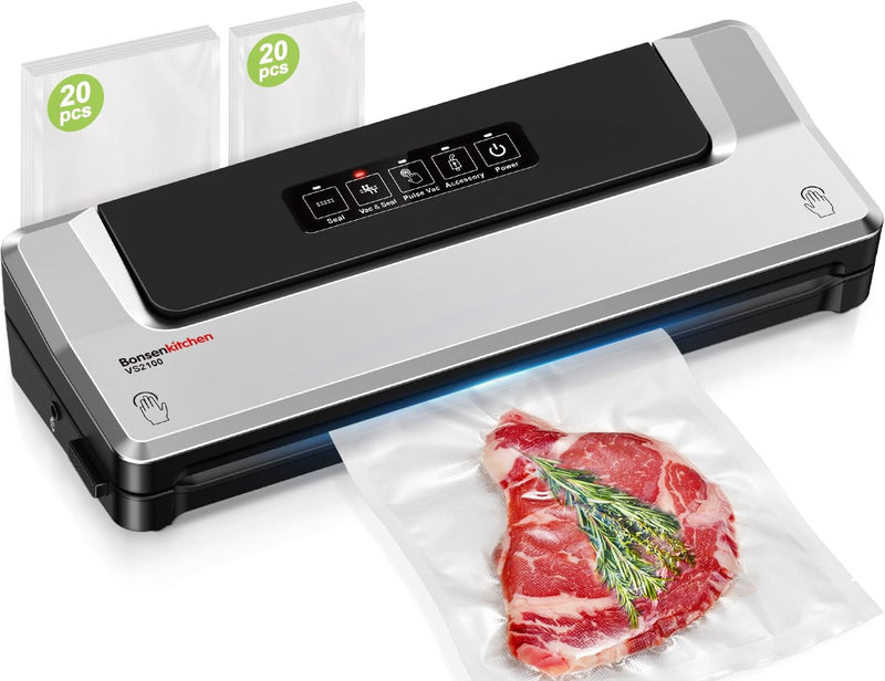 Bonsenkitchen Vakuumiergerät, Vakuumierer Folienschweissgerät für Sous Vide Kochen und Lebensmittel