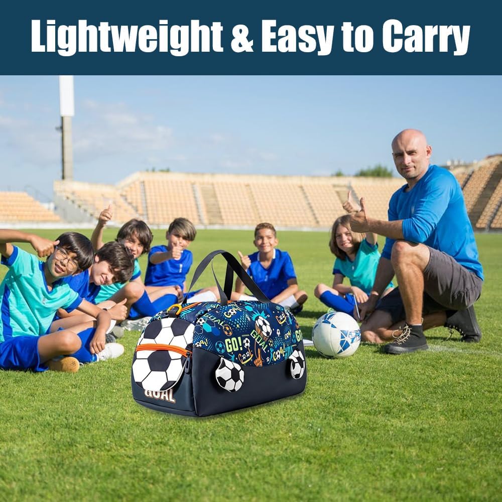 Sporttasche Kinder,Kinder Schwimmtasche,Blau-fussball Weekender Reisetasche,Sporttasche Jungen Mädch