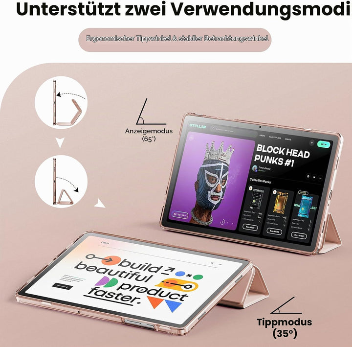 INFILAND Hülle für Samsung Galaxy Tab A11+/A9+11 Zoll (2023/2025),Schlanke Standfunktion Kristallkla