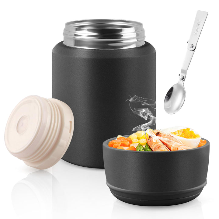 Thermobehälter für Essen 550ml, Edelstahl Warmhaltebehälter Essen mit Löffel, müslibecher to go, The