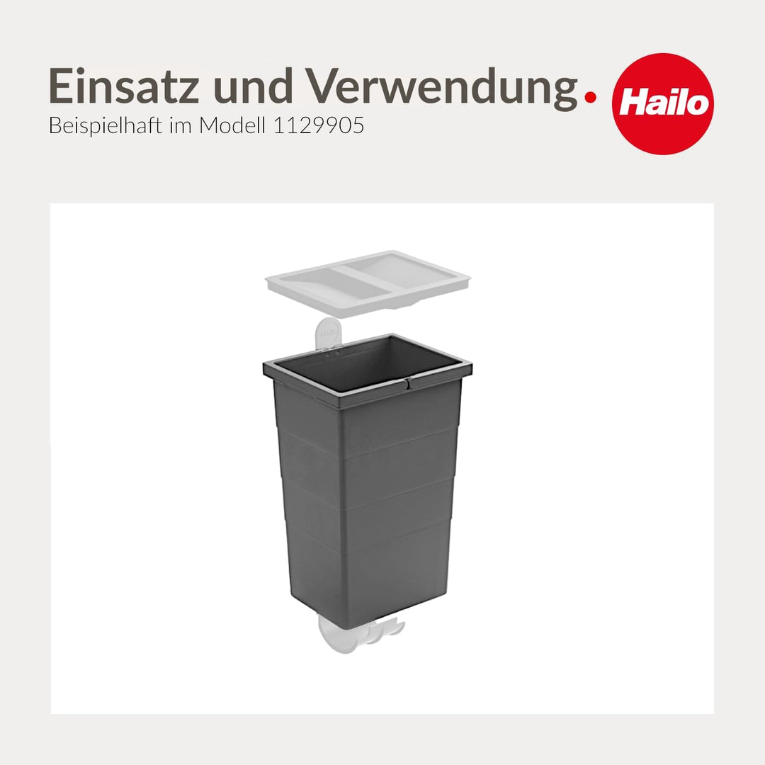 Hailo Inneneimer Kunststoff slategrey 13 L Abfallsammler Mülleimer Doppelhenkel