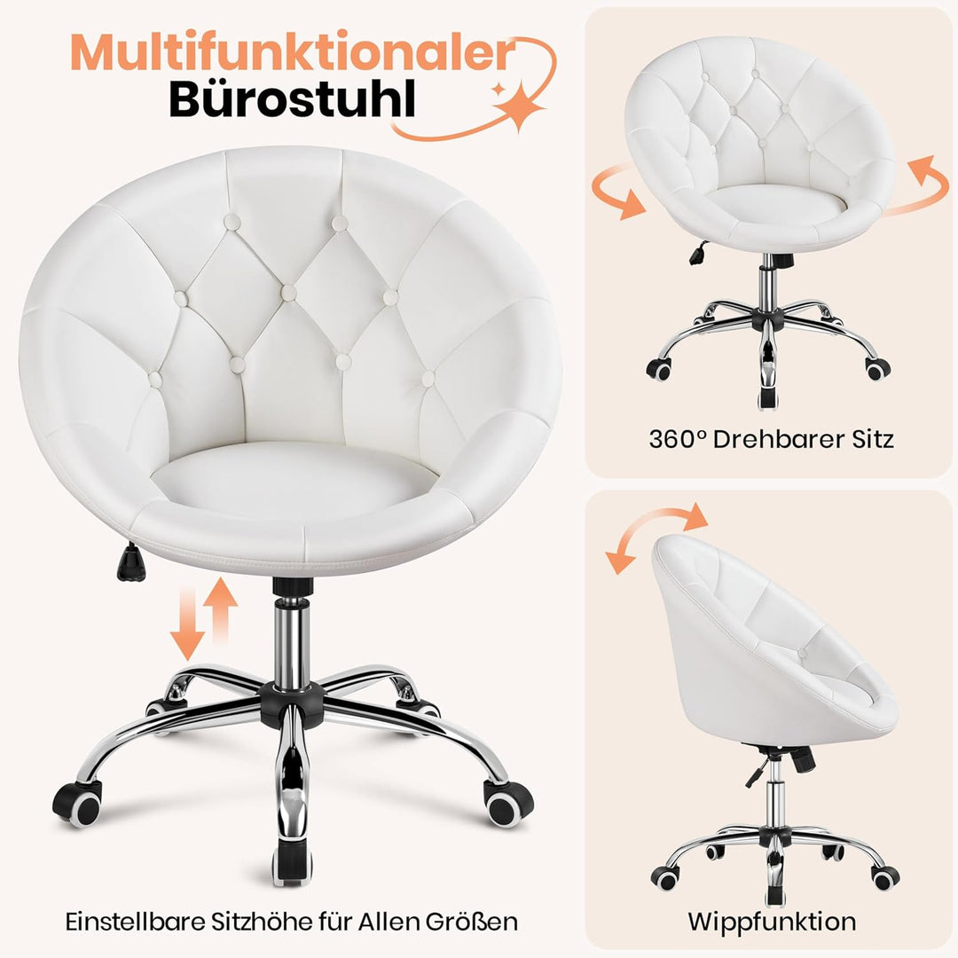 Yaheetech Schreibtischstuhl Ergonomischer Schminktisch Stuhl, Bürostuhl, höhenverstellbar Bürosessel