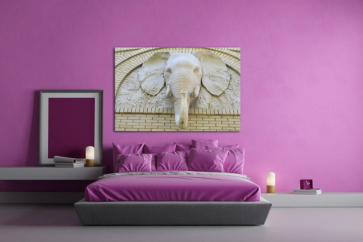 deyoli Beeindruckendes Elefanten Relief Format: 80x60 als Leinwandbild, Motiv fertig gerahmt auf Ech