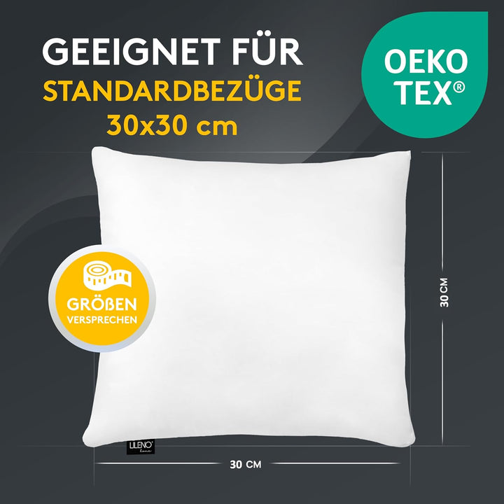 LILENO HOME Microfaser Kissen 30x30 cm [6er Set] bis 95 Grad waschbar mit Reissverschluss - Kopfkiss
