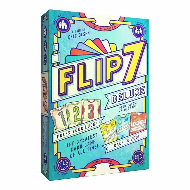 USAopoly Flip 7 Deluxe, Party-Kartenspiel, ab 8 Jahren, für 3 Spieler, über 20 Minuten Spieldauer Lu