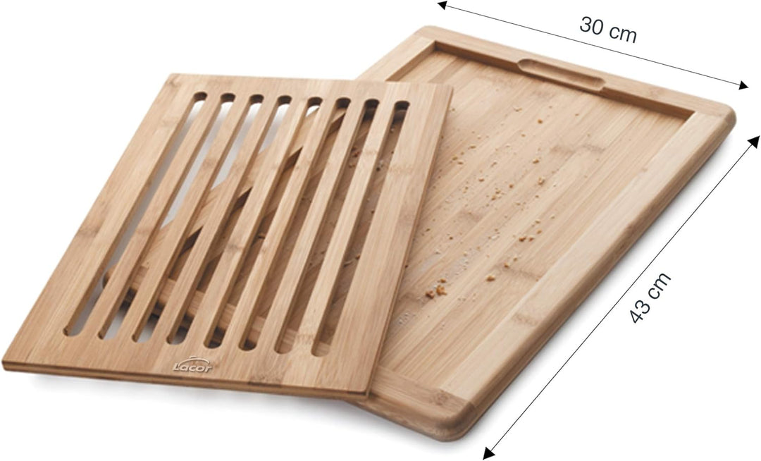 Lacor 60487 Brot Schneidebrett Bambu, Holz, braun, 40 x 30 x 2 cm