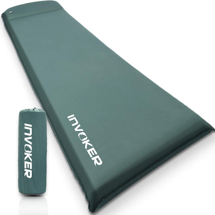 Invoker Camping Isomatte - 8 cm Ultradicker elastischer Schwamm Selbstaufblasende Campingmatte mit K