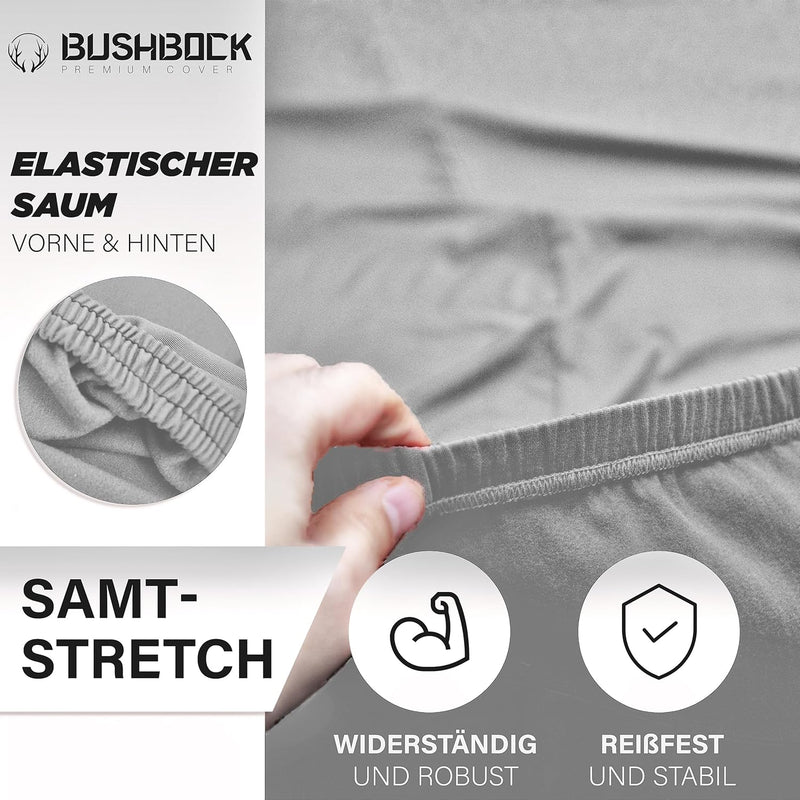 BUSHBOCK® Premium Autoabdeckung Indoor - Satin Schutzhülle Stoff - Abdeckplane Autoplane Autogarage