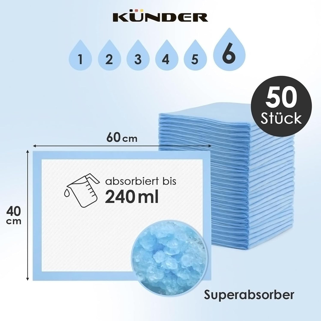 50x Baby Wickelunterlage Einweg 60x40 cm - Ultra-saugfähige Inkontinenzunterlagen, 6-lagige Betteinl