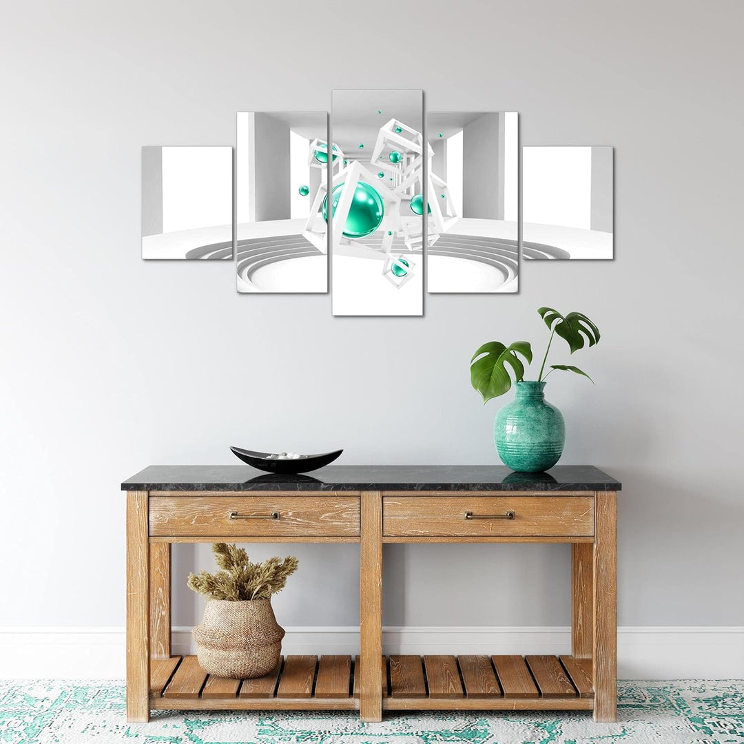 Runa Art Wandbilder Abstrakt 5 Teilig Bild auf Vlies Leinwand Deko Wohnzimmer Schlafzimmer 3D Optik