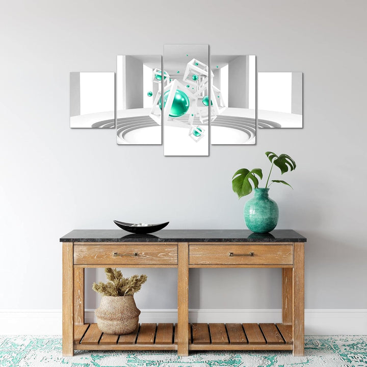 Runa Art Wandbilder Abstrakt 5 Teilig Bild auf Vlies Leinwand Deko Wohnzimmer Schlafzimmer 3D Optik