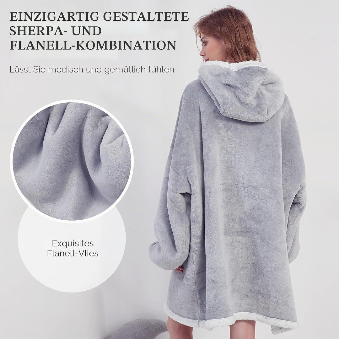 Viviland Pullover Damen & Herren Hoodie Sweatshirt, grosser und Warmer Hausanzug für Erwachsene Grau