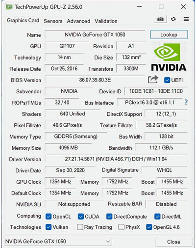 SAPLOS GTX 1050 Grafikkarte für PC, 4GB GDDR5 128-Bit, HDMI DisplayPort DVI-D, Computer-GPU, Gaming