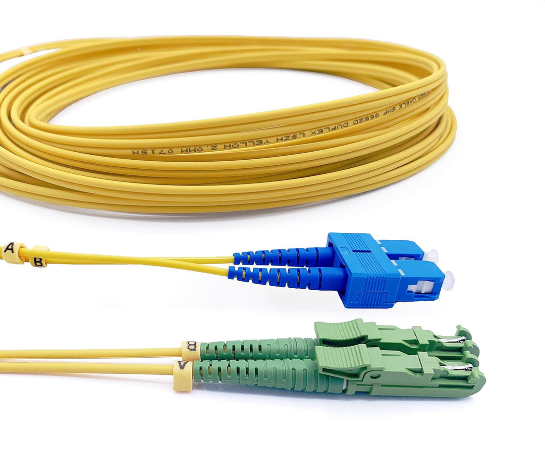 Elfcam® - 50m Glasfaserkabel E2000/APC zu SC/UPC,Monomode Duplex, Optischer 9/125μm Strumpfhalter OS
