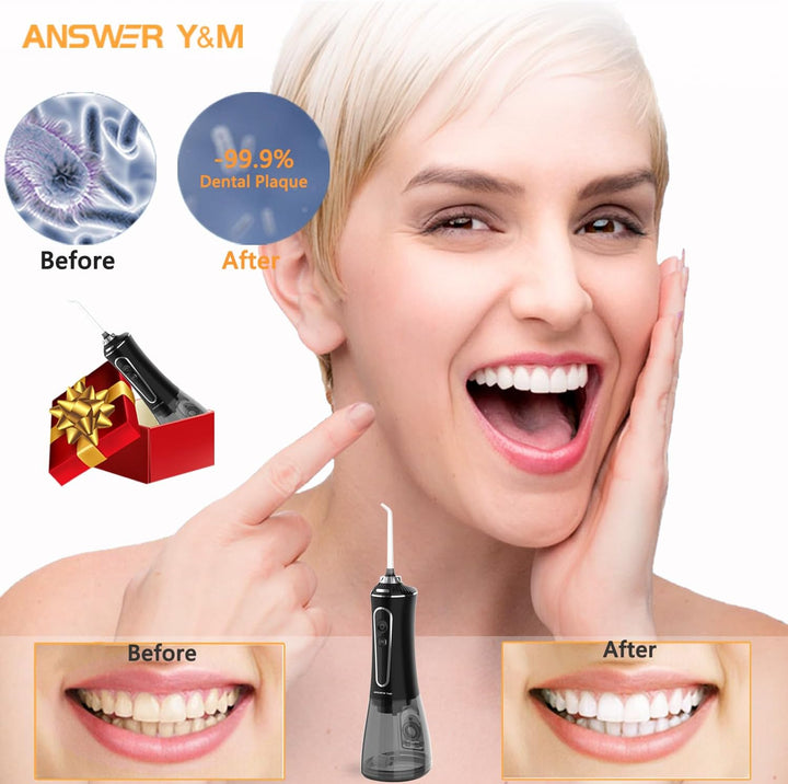 Munddusche Testsieger 2023, 300ML Munddusche Kabellos, IPX7 Water Flosser Home & Travel for Braces a