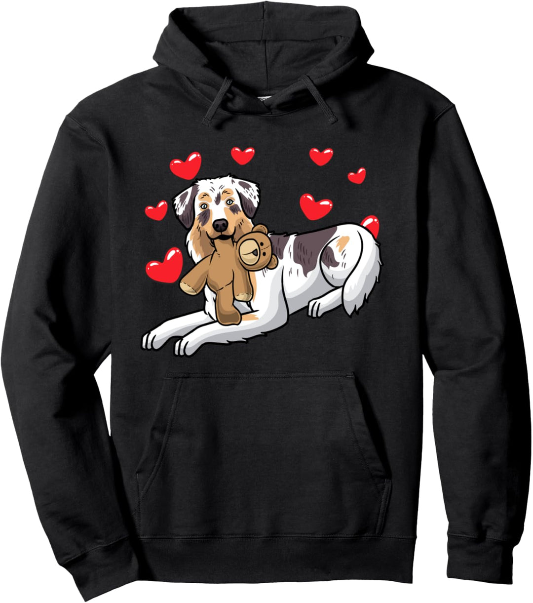 Australian Shepherd Kuscheltier Hund Herzen Pullover Hoodie
