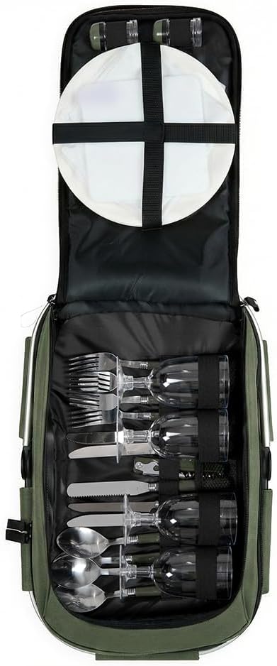 Livoo Picknickkorb für 4 Personen SEP117VE – 23 l, 600D, 29 Zubehörteile inklusive