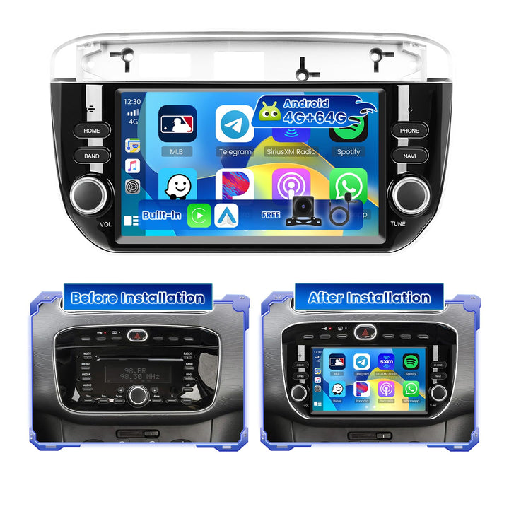 Hikity 4G+64G Autoradio Android 15 für FIAT Punto 2012-2016 mit 7-Zoll-Touchscreen, Stereo Radio mit