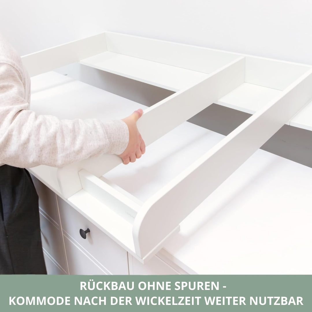 Wickelaufsatz für IKEA HEMNES Kommode - Weiss, 160cm | Mit Trennfach, 100% MDF weiss lackiert · Komm