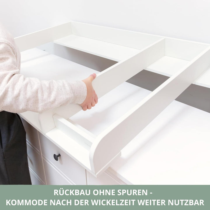 Wickelaufsatz für IKEA HEMNES Kommode - Weiss, 160cm | Mit Trennfach, 100% MDF weiss lackiert · Komm