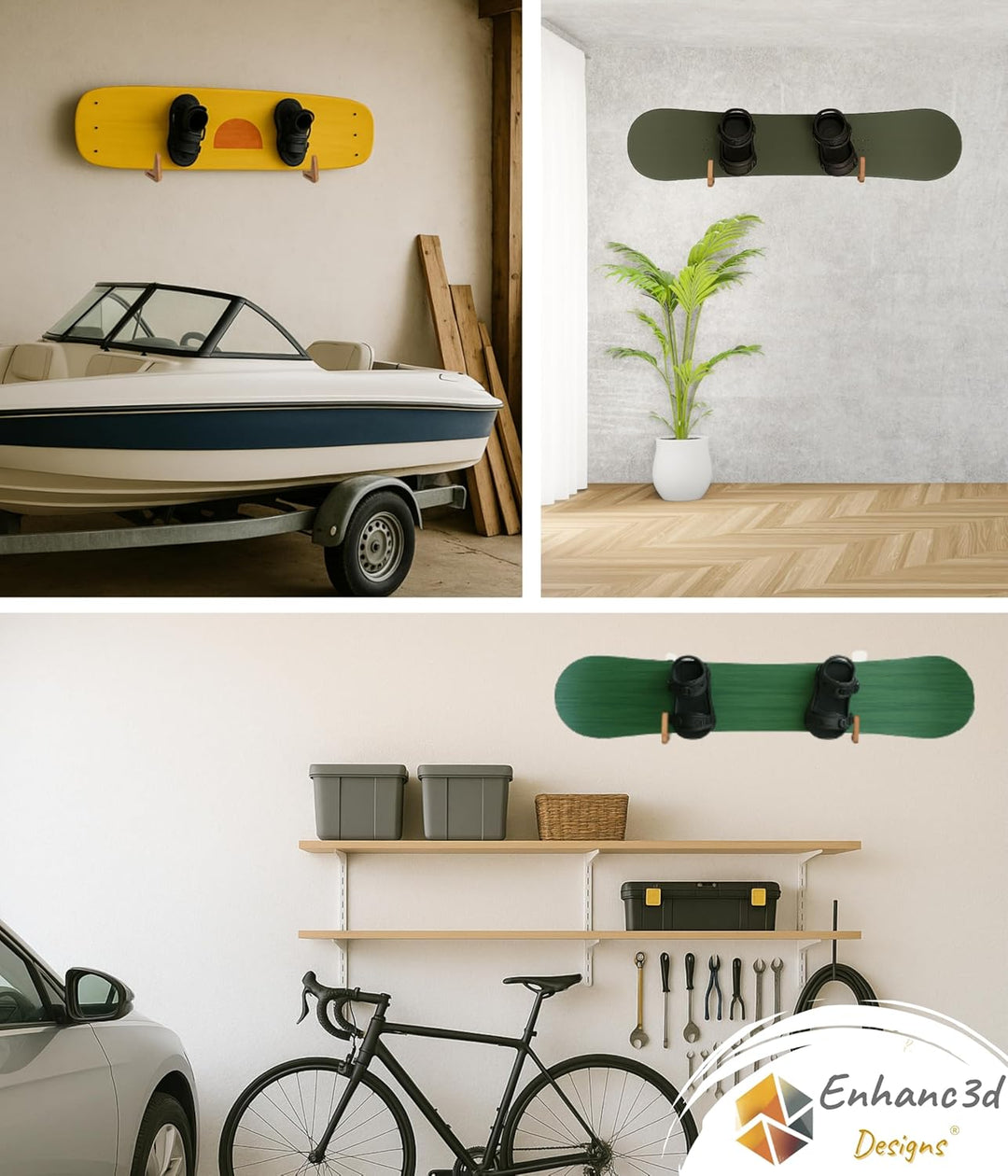 Skate-Wandhalter aus Bambusholz – Moderner und robuster Design – Skateboard-Wandhaken – Longboard-Wa