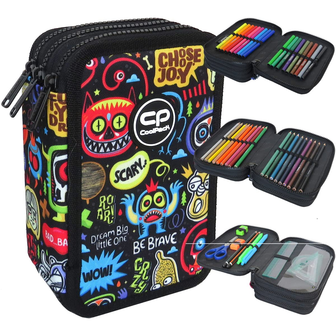 Coolpack F067696, Mäppchen JUMPER 3 SCARY STICKERS, Multicolor 19.5 x 12.5 x 6.5 cm Muster 34, 19.5