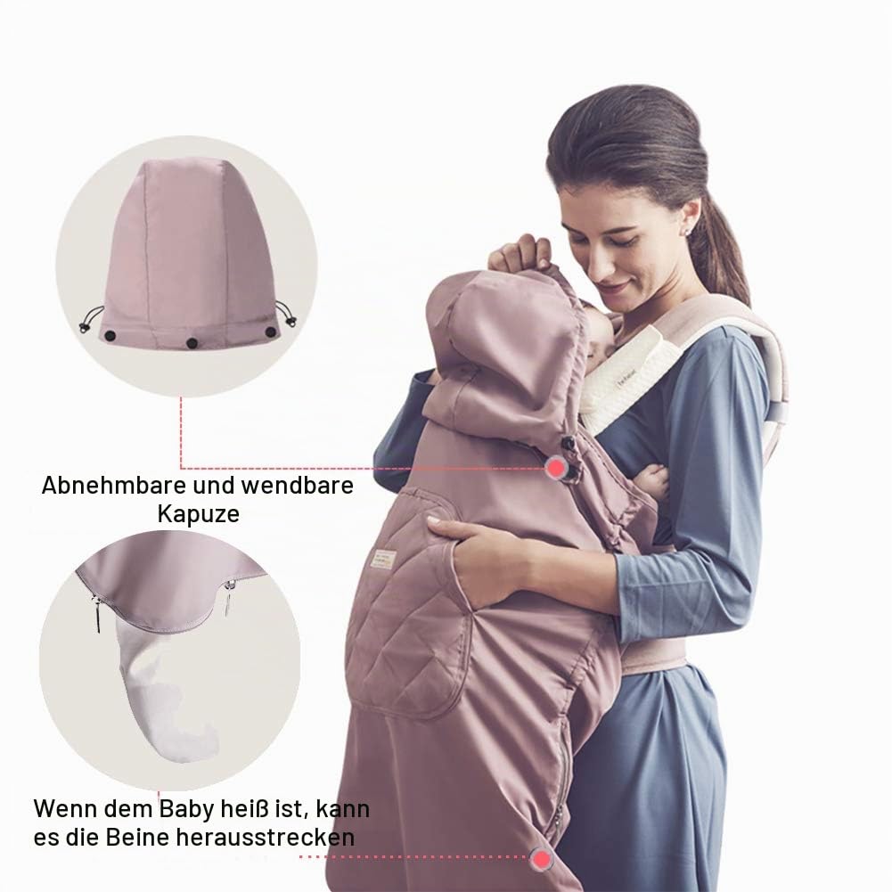 Bebear Winterbezug für Babytrage Warm Universal Hoodie Babytragebezug für alle Jahreszeiten(Grey Koa