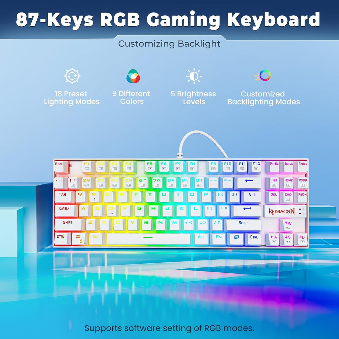 Redragon K552 Mechanische Gaming-Tastatur RGB LED Hintergrundbeleuchtung verdrahtet mit Anti-Staub-P