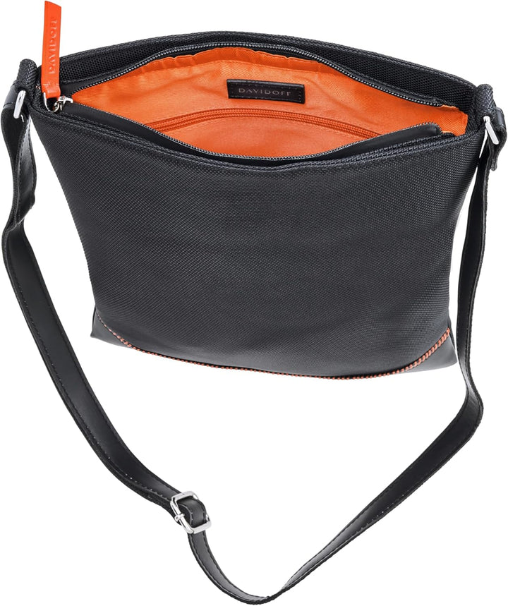 Davidoff Home Run Herren Messenger Bag Schwarz – moderne Schultertasche aus veganem Material – hochw