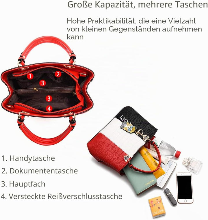 NICOLE &amp; DORIS 2024 Neue Frauen Tasche Damen Leder Handtasche Mode Umhängetasche Mit Pompon abnehmba