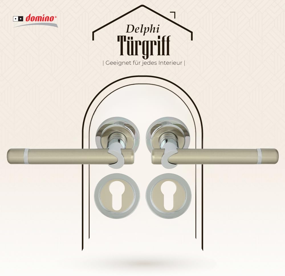 domino Türgriff DELPHI-R M6/M9 PZ-Profilzylinder Drückergarnitur für Zimmertüren Türdrücker-Set Rose